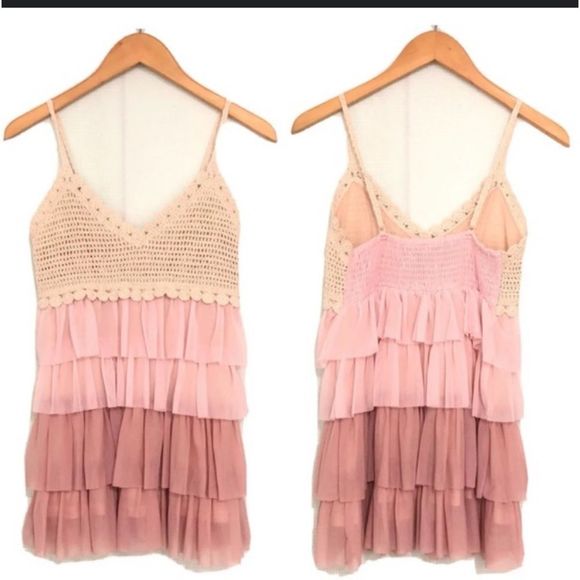 Max Rave | Tops | Maxrave Junior Womans Multi Pink Ruffles And Crochet ...